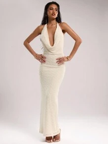 SHEIN BAE 女士休闲宽松圆领无袖连衣裙，简约时尚，适合日常穿着 - 白色 - 查看 4