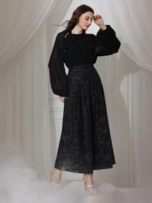 Modelyn 女士休闲简约设计长裤，适合日常穿着 - 黑色 - 查看 1