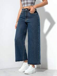 Jeanoix 休闲牛仔长裤，简约时尚，日常穿着 - 深色水洗藍 - 查看 5