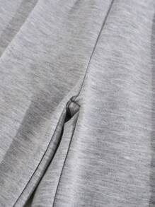 1 套年轻男孩休闲字母印花落肩 T 恤和条纹短裤套装，休闲装 - 淺灰色 - 查看 5