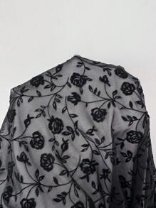 Chiquease Robe élégante slim fit sans manches à fleurs floquées pour femme