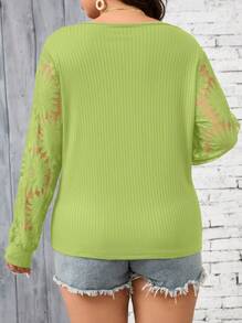 SHEIN Frenchy Camiseta de manga larga de un solo color, talla grande, diseño sencillo y casual para uso diario