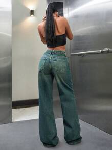 EURMUSE Jean droit teinté à taille haute