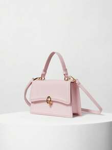 Bolso de mano elegante de unicolor, cartera con solapa de estilo retro para mujer, bolso bandolera de PU con asa superior para San Valentín