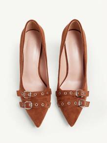 CUCCOO CHICEST Fashionable High Heel Shoes With Buckle Decor Spring Break Easter Prom Heels - Brown - View 4