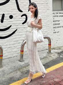 DAZY 2-teiliges Set aus Strickoberteil und Rock für Damen, Unifarben, Cut Out