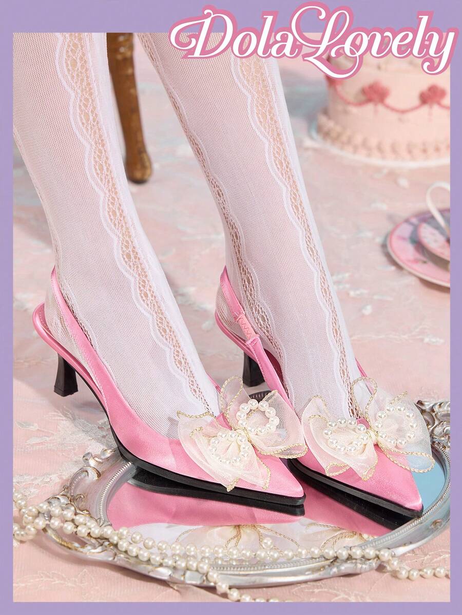 Dola Lovely Beaded Black High Heel Pointed Toe Pumps Spring Shoes Spring Break Easter - Pink - View 1