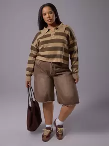 MUSERA Short en jean délavé grande taille pour le quotidien, le style de rue, le streetwear, l'esthétique Y2K, les années 2000
