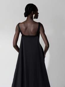 Elitara 优雅华丽的黑白对比弹力针织手工蝴蝶结水晶水滴装饰宽肩带胸杯性感露背丝带可拆卸拖尾适合约会、单身派对、正式场合、舞会、鸡尾酒会、晚礼服（做工精细）、派对礼服、礼服、晚会、婚礼宾客 - 黑色 - 查看 5