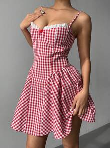 Aloruh Women's Minimalist Casual Everyday Camisole - Red and White - View 7