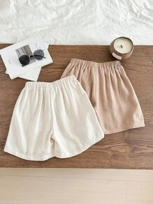 SHEIN LMoss Kids 3er Pack Jungen Lässig Sport Shorts Set, einfarbig mit elastischem Bund und Knopfverzierung, bequem und vielseitig einsetzbar, geeignet für Kleine Jungen, Schulanfang, Geburtstagsfeiern, Abendveranstaltungen, Aufführungen, Hochzeiten, Taufen, Eröffnungszeremonien, Alltagskleidung, Schule, Reisen, Sport, Frühling und Sommer - Verschiedenfarbig - Übersicht 7