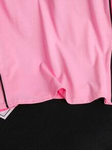 SHEIN Leap Crew 1pc Tween Boy Comfortable Daily Versatile Loose Fit Japanese And Korean Style Minimalist Fashion Racing Style Casual Pink Round Neck Short Sleeved Top T-Shirt, Suitable For Spring And Summer Seasons, Daily Life, Sports, Campus, Gatherings, Festivals, Performances, Photography, Back To School Season