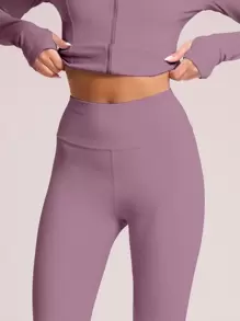 Musera Sport High Waisted Full Length Activewear Leggings Workout Summer Daily Running Gym Gym Fitness Pilates Casual - Purple - View 3