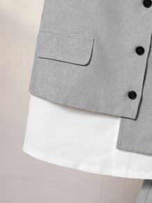 SHEIN 3 bucăți Tween Boy ținută la modă casual - Set vestă, cămașă și pantaloni scurți, potrivit pentru petreceri, evenimente și ieșiri în primăvară/vară