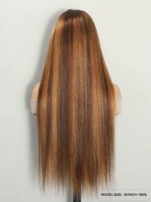 ALL READY WIG 亮点渐变色蕾丝前假发 4/30 蜂蜜金色直发真人发假发 女士 13x4 无胶前部假发 真人发彩色直发蕾丝前蕾丝假发 - S4/30 - 查看 2