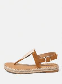 Styleloop Women's Comfortable Sandals, Bohemian Beach Flip-Flops With Rhinestone Buckles And Elastic Straps, Summer New Arrival - Brown - View 4