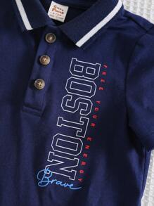 Cozy Pixies 2pcs Baby Boy Set - Collared Short Sleeve Top & Elastic Waist Shorts - Multicolor - View 3