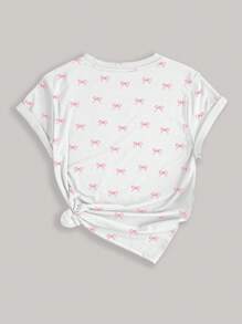 INAWLY Plus Size Women Digital Butterfly Print Round Neck Casual Short Sleeve T-Shirt - White - View 2