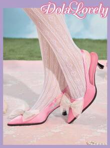 Dola Lovely Beaded Black Pointed Toe High Heel Pumps Spring Break Easter - Pink - View 9