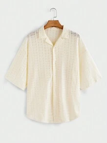 SHEIN X ELOISA & ORSON Manfinity VCAY Camisa de manga corta de punto holgada informal para hombres jóvenes