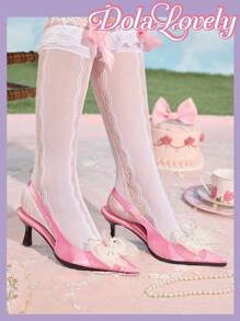 Dola Lovely Beaded Black High Heel Pointed Toe Pumps Spring Shoes Spring Break Easter - Pink - View 4