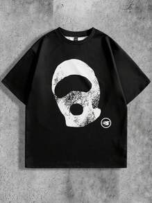 Manfinity NXTstreet Herren Digital bedrucktes, locker gestricktes Kurzarm Rundhals T-Shirt, geeignet für den Sommer - Schwarz - Übersicht 3