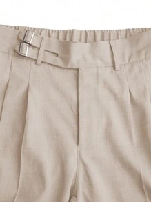 Manfinity Mode Men's Casual Solid Color Tapered Suit Dress Pants - Beige - View 5