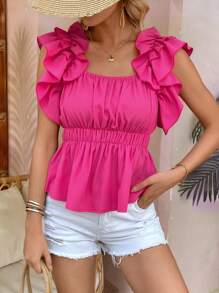 Chiquease 女士简约休闲日常衬衫 - 玫紅色 - 查看 1