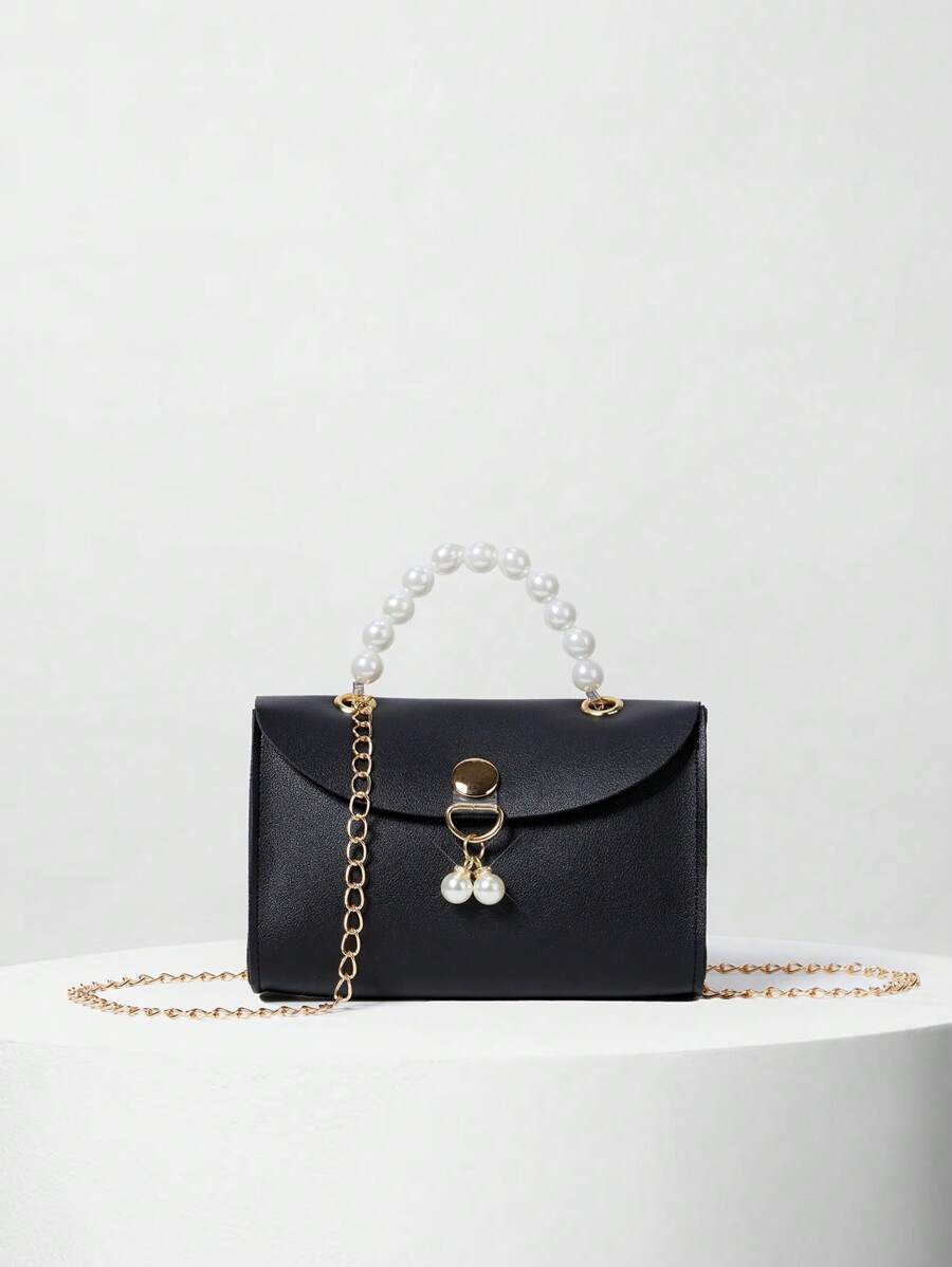 Sac à main à chaîne avec fermoir magnétique en fausse perle, simple et pour femmes. Cadeau de Noël d'hiver