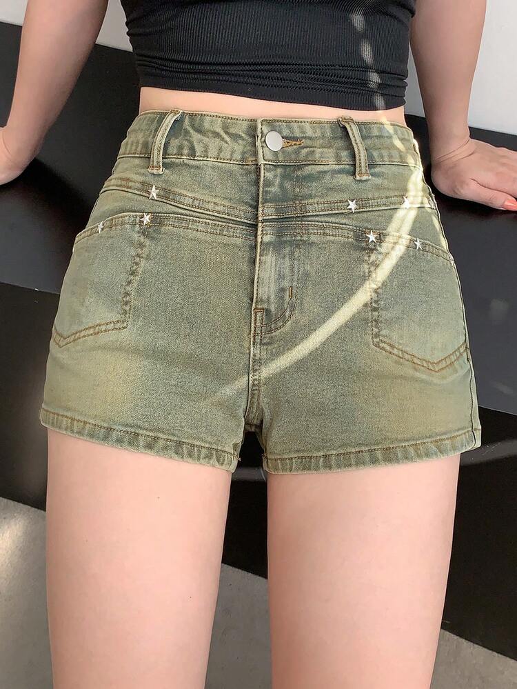 Women's Casual Washed Distressed Denim Shorts Jorts