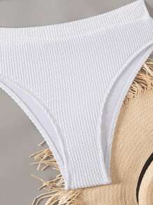 1 Set Women's Solid Color Camisole Briefs Bikini Set, Simple & Fashionable For Casual Daily Wear, Outfit For Summer Beach Vacation - Beige - View 5