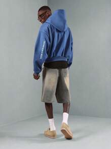 SUMWON 休闲拉链连帽衫运动卫衣休闲运动训练健身家居服经典必备冬秋街头服饰基本款日常外套 - 藍色 - 查看 4