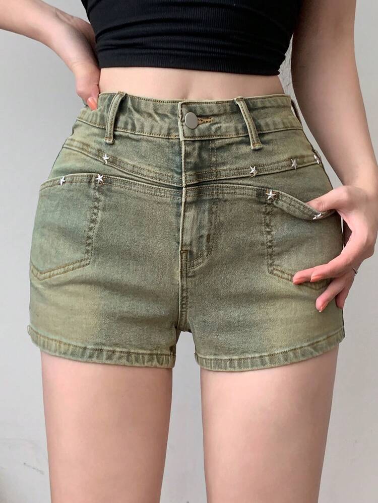 Women's Casual Washed Distressed Denim Shorts Jorts