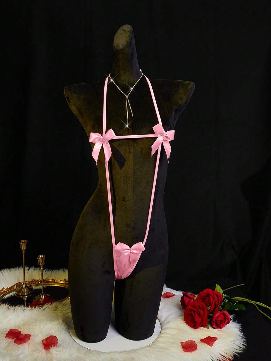 SpicyHot 蝴蝶结性感蕾丝露背吊带内衣，贴身女性私密蝴蝶结外出装