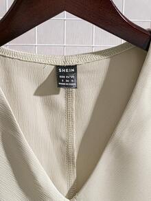 Franclia 女士优雅翻领上衣和裤子套装 - 杏色 - 查看 6