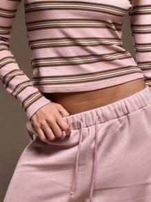 MUSERA Quần jogger ống rộng cạp thấp có dây rút, kiểu dáng dễ thương cho kỳ nghỉ Chủ nhật, thích hợp mặc đi sân bay hoặc mùa hè. - Hồng - Xem 5