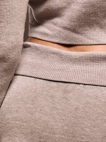 MUSERA Falda mini suelta con vuelo y cintura plegable de punto acanalado, primaveral y linda