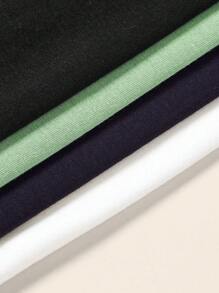 SHEIN 4pcs Baby Boy Casual Minimalist Short Sleeve Round Neck Top, Suitable For Summer - Multicolor - View 5