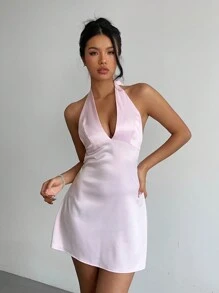 Aloruh 女士露背系带优雅迷你连衣裙粉色连衣裙露背女士春装舞会礼服复活节沙滩装夏装套装可爱休闲婚礼毕业礼服节日礼服狂欢节礼服节日婚礼宾客礼服女士礼服商务休闲生日礼服俱乐部礼服女士性感沙滩装舞会礼服新娘派对礼服性感节日礼服伴娘礼服教师海滩度假 - 粉色 - 查看 3