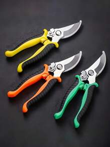 SHEIN 1pc Stainless Steel Branch Shears, Garden Scissors For Outdoor Easy Carry Multi-Functional Scissors(Yellow Orange Green)