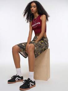 SHEIN EZwear Women's Casual Loose Fit Camouflage Print Jeans