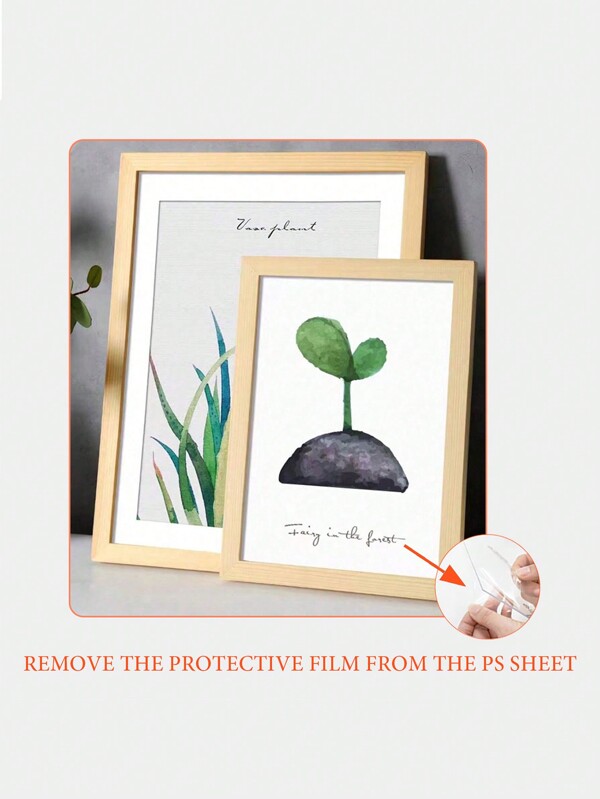 SHEIN 1pc Wooden Picture Frame For Wall Mounting. Customizable Frames For 5x7 Inches Or A4 Size Prints And Paintings. Can Also Be Used For Table Top Display. Pattern On Inner Page Of Frame Is Randomized. Decorative Frames And Photo Frames For Home Bedroom And L