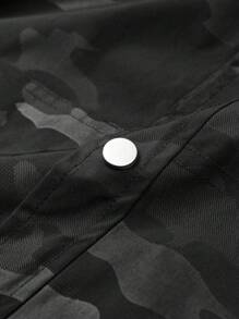 Manfinity Homme Manfinity Men's Special Craftsmanship Front Button Long Sleeve Pocket Simple Casual Jacket - Black - View 5