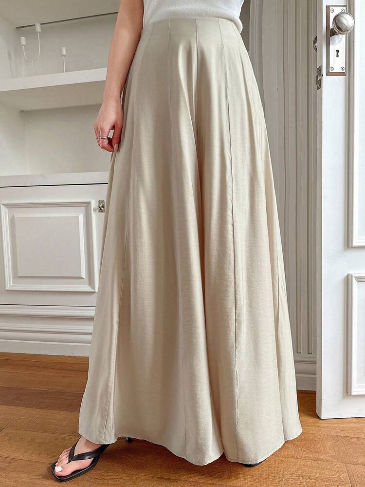 Women's Solid Colored Loose Wide Leg Pants, Elegant Culottes For Summer,Teacher Pants