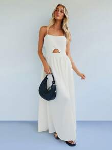 Forever 21 Women's Long Casual Dress, Minimalist And Fashionable For Daily Wear - White - View 5