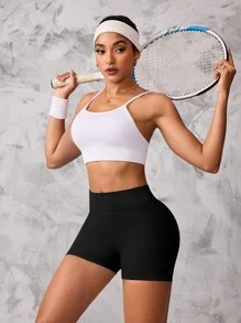 Easithlete 4pcs Women's Solid Color High Waist Slim Fit Casual Sports ShortsWomen Sweat Short, Gym Short, Biker Short - Multicolor - View 6