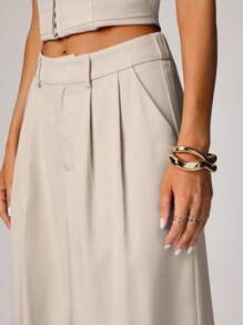 Forever 21 Spring Commute Casual Versatile Office Lady Fashion Loose Straight-Leg Pants For Women - Khaki - View 3