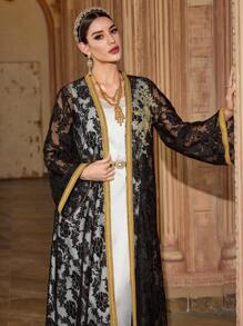 Al Najma Áo choàng Abaya Ả Rập đơn giản thanh lịch dành cho nữ, trang phục thường ngày - màu đen - Xem 8