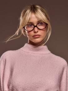 MUSERA Fluffy Knit High Neck Long Flared Sleeve Cropped Jumper Only Spring Summer Cute Valentine Thanksgiving Chic - Baby Pink - View 4