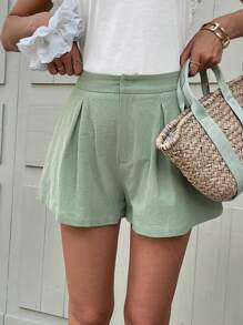 SHEIN Frenchy Damen einfarbige plissierte, locker sitzende Lässig Shorts